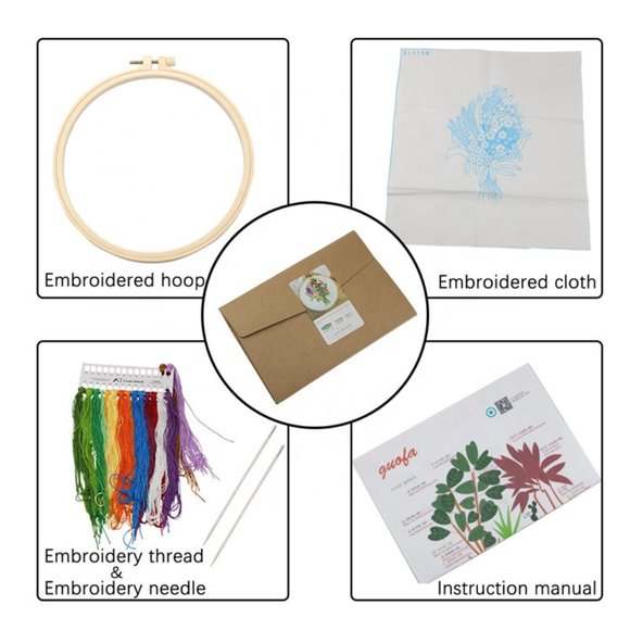 Rainbow Flower Bouquet Beginner Embroidery Kit DIY - Picture 3 of 3